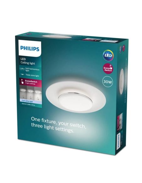 Plafonnier LED rond GARNET détail nickel Ø40cm | LéonLeds