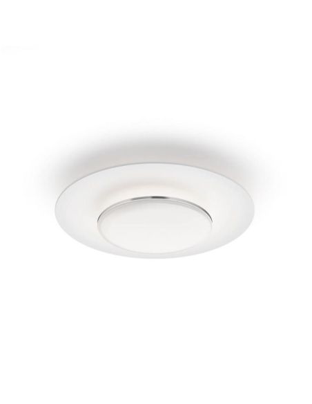 Plafón de techo LED redondo GARNET detalle níquel Ø40cm | LeonLeds