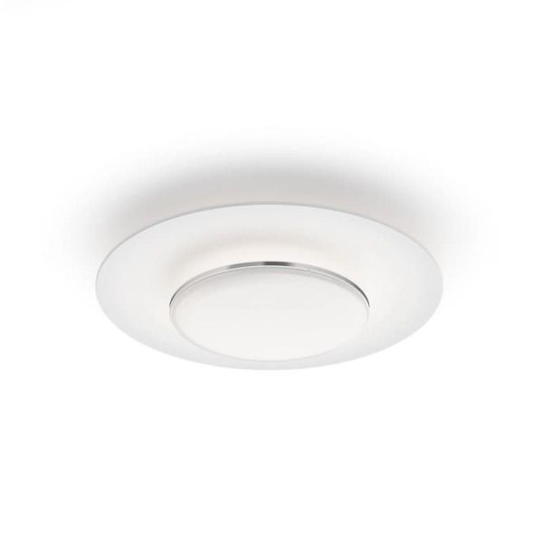 Plafón de techo LED redondo GARNET detalle níquel Ø40cm | LeonLeds