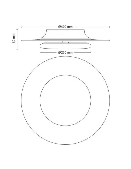 Plafonnier LED rond GARNET détail noir Ø40cm | LéonLeds