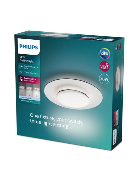 Plafón de techo redondo LED GARNET detalle negro Ø40cm | LeonLeds