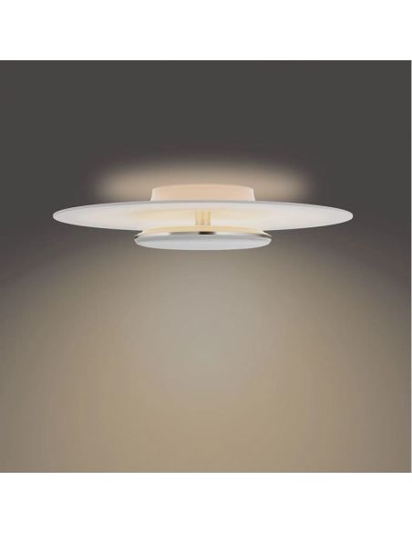 Plafon redondo LED GARNET branco e níquel Ø50cm | LeonLeds