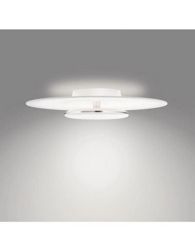 Plafon LED redondo branco e níquel GARNET Ø50cm | LeonLeds