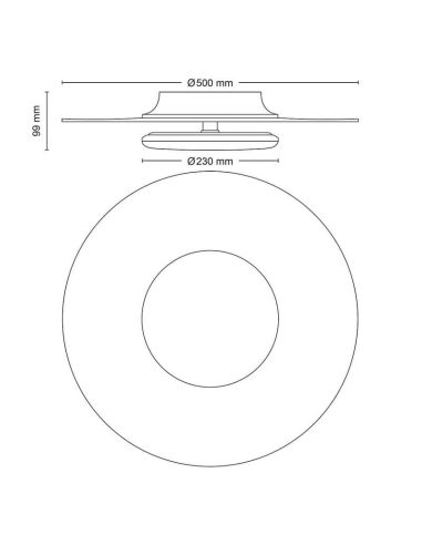 Plafonnier LED rond GARNET blanc et nickel Ø50cm | LéonLeds