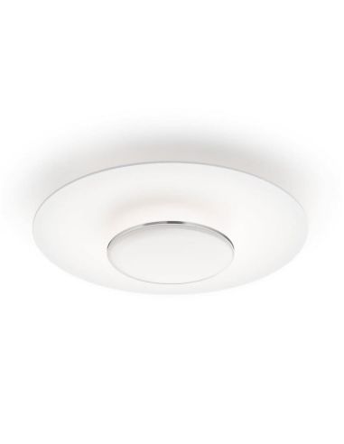 Plafón de techo LED redondo GARNET blanco y níquel Ø50cm| LeonLeds