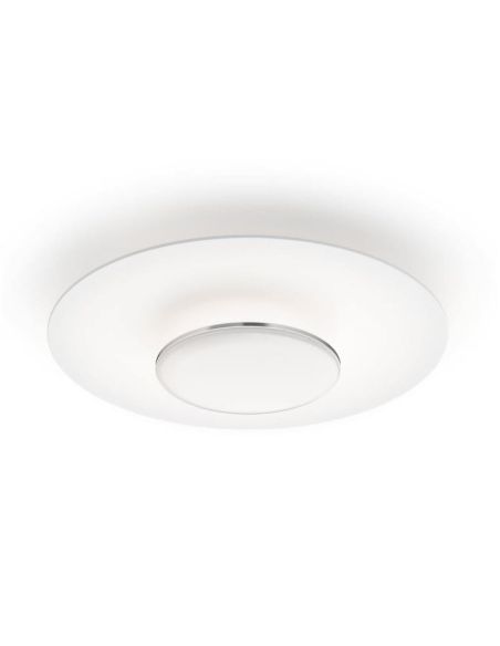 Plafonnier LED rond GARNET blanc et nickel Ø50cm | LéonLeds