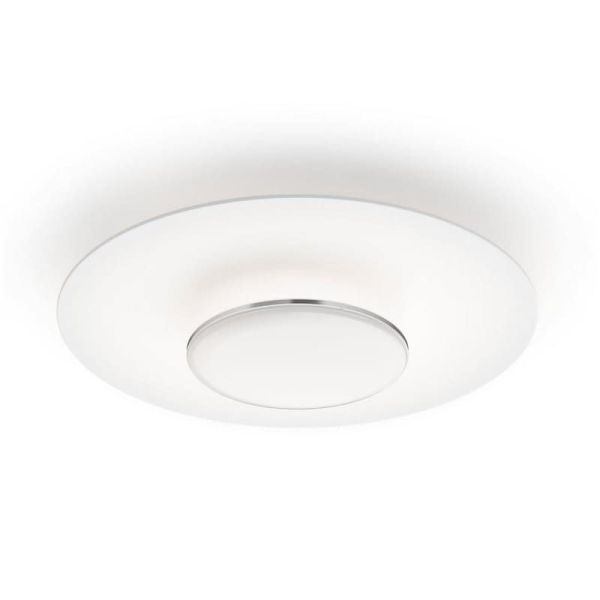 Plafón de techo LED redondo GARNET blanco y níquel Ø50cm| LeonLeds