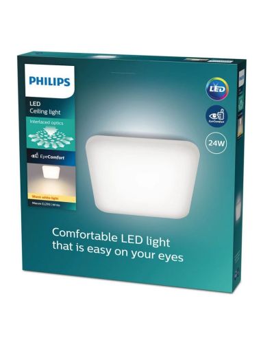 Plafón cuadrado LED de techo MAUVE Ø26cm 24W 4000K IP20 | LeonLeds