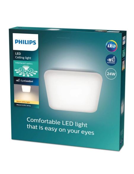 Plafón cuadrado LED de techo MAUVE Ø26cm 24W 4000K IP20 | LeonLeds