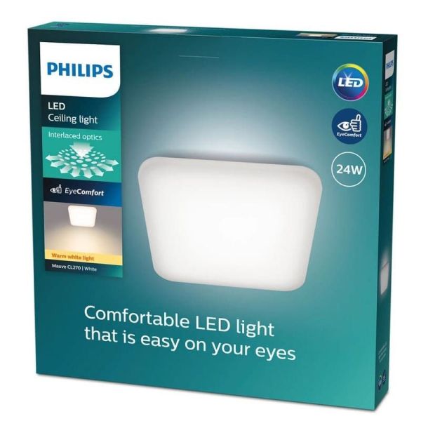 Plafón cuadrado LED de techo MAUVE Ø26cm 24W 4000K IP20 | LeonLeds