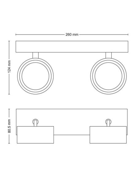 Regleta de 2 Focos de techo LED BRACIA Spot Blanco 2x5.5W | LeonLeds