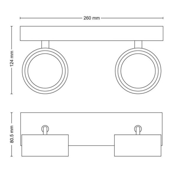 Regleta de 2 Focos de techo LED BRACIA Spot Blanco 2x5.5W | LeonLeds