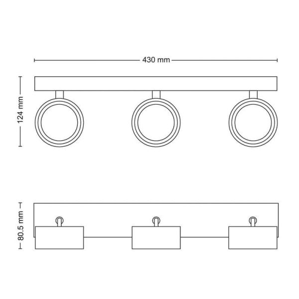 Regleta de 3 Focos de techo LED Cabezal ajustable 3x5.5W | LeonLeds