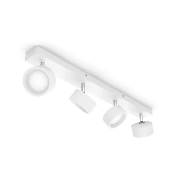 Faixa de 4 focos de teto LED BRACIA Spot Branco 4x5,5W | LeonLeds