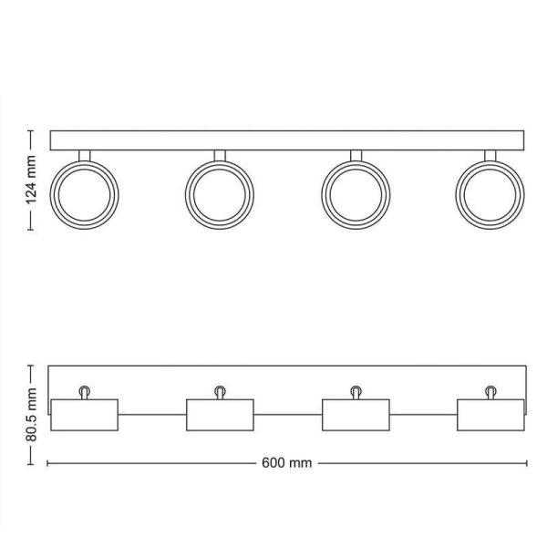 Barrette de 4 spots de plafond LED BRACIA Spot Blanc 4x5,5W | LéonLeds