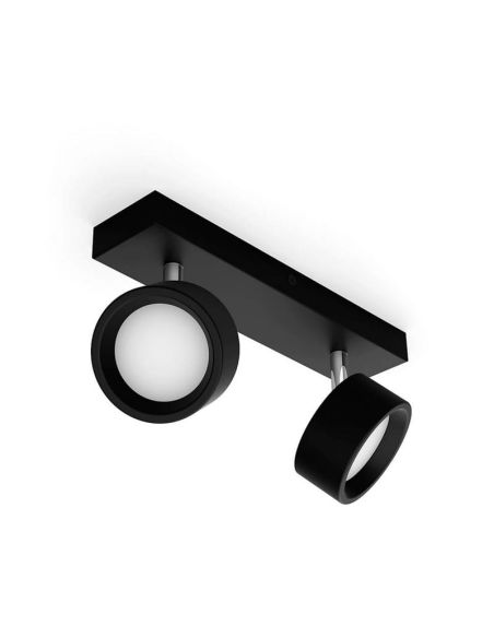 Strip 2 spots de plafond LED Tête orientable Noir 2x5,5W | LéonLeds