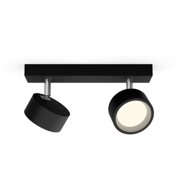 Tira 2 focos de teto LED Cabeça ajustável Preto 2x5,5W | LeonLeds