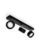 Regleta 3 Focos de techo LED Cabezal ajustable Negro 3x5.5W | LeonLeds