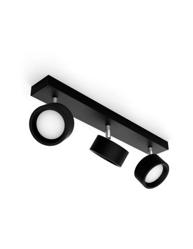 Regleta 3 Focos de techo LED Cabezal ajustable Negro 3x5.5W | LeonLeds