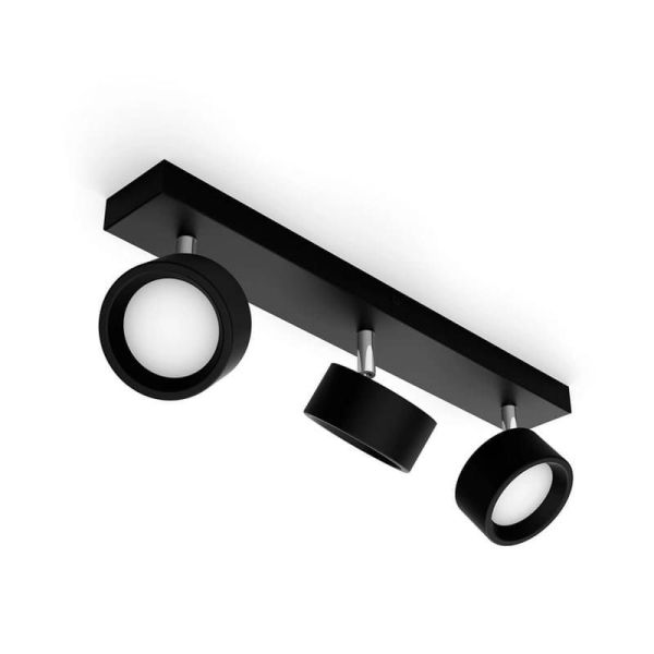 Strip 3 spots de plafond LED Tête orientable Noir 3x5,5W | LéonLeds