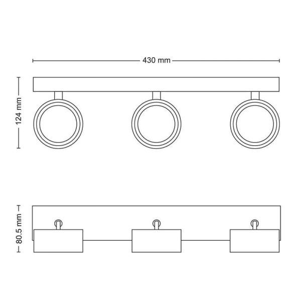 Regleta 3 Focos de techo LED Cabezal ajustable Negro 3x5.5W | LeonLeds