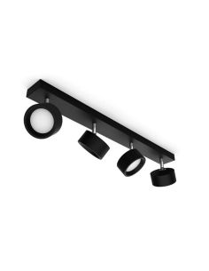 Regleta 4 Focos de techo LED Cabezal ajustable BRACIA Spot Negro 4x5.5W | LeonLeds 2