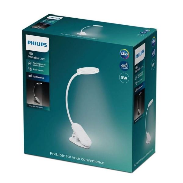 Clipe de leitura flexográfica LED FORYS Clip DSK206 Branco | LeonLeds