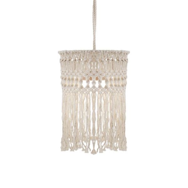 Lampe d'extérieur MYKONOS à suspendre en coton blanc, rechargeable