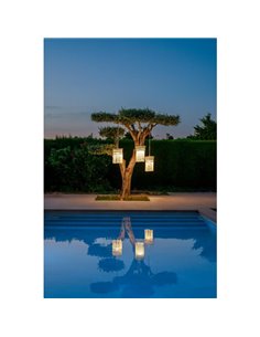 Lámpara de exterior MYKONOS para colgar de algofdón blanco, recargable 2