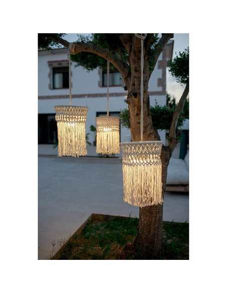 Candeeiro de exterior MYKONOS para pendurar em algodão branco, recarregável