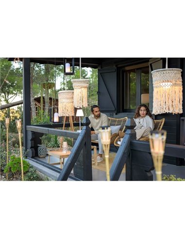 Lámpara de exterior MYKONOS para colgar de algofdón blanco, recargable