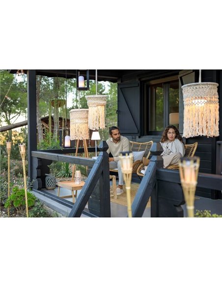 Candeeiro de exterior MYKONOS para pendurar em algodão branco, recarregável