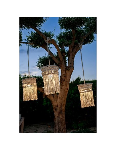 Candeeiro de exterior MYKONOS para pendurar em algodão branco, recarregável