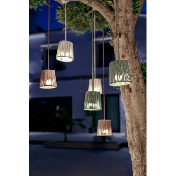 Lámpara colgante para exterior CONTA MINI HANG portátil Blanco (Mini Cherry incluido)