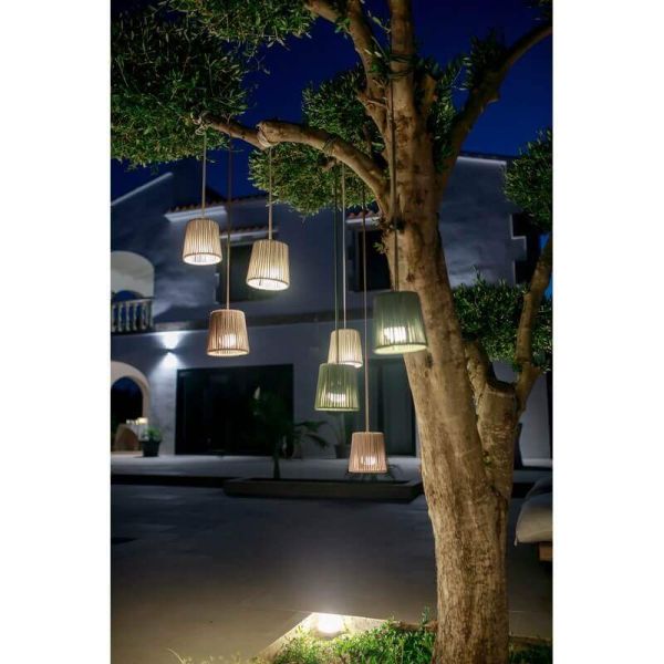 Lámpara colgante para exterior CONTA MINI HANG portátil Topo (Mini Cherry incluido)