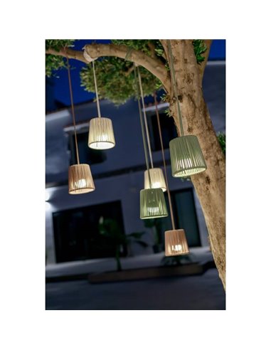 Lámpara colgante para exterior CONTA MINI HANG portátil Verde (Mini Cherry incluido)