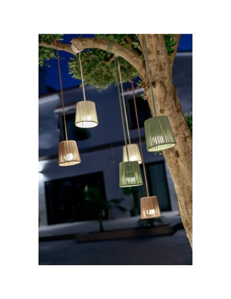 Lámpara colgante para exterior CONTA MINI HANG portátil Verde (Mini Cherry incluido)