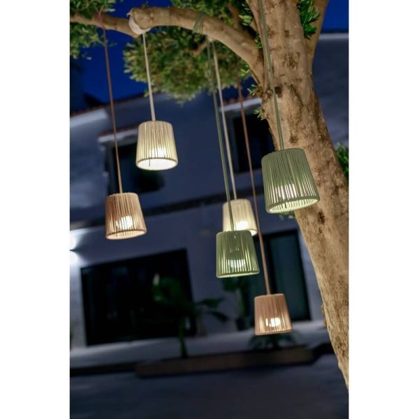 Lámpara colgante para exterior CONTA MINI HANG portátil Verde (Mini Cherry incluido)