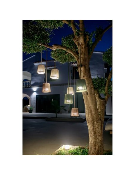 Lámpara colgante para exterior CONTA MINI HANG portátil Verde (Mini Cherry incluido)