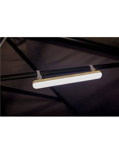 Tubo LED para sombrilla/carpa BANANA magnética con batería Dimable + RGB (con straps para colgar)