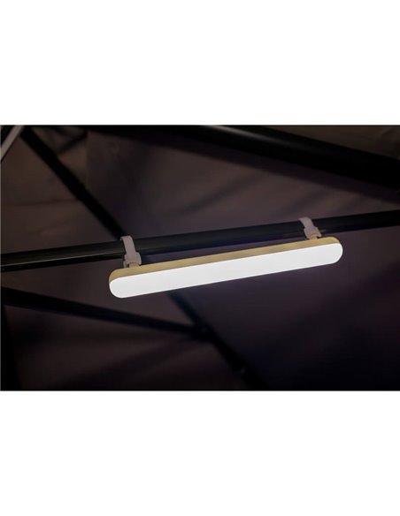 Tubo LED para sombrilla/carpa BANANA magnética con batería Dimable + RGB (con straps para colgar)