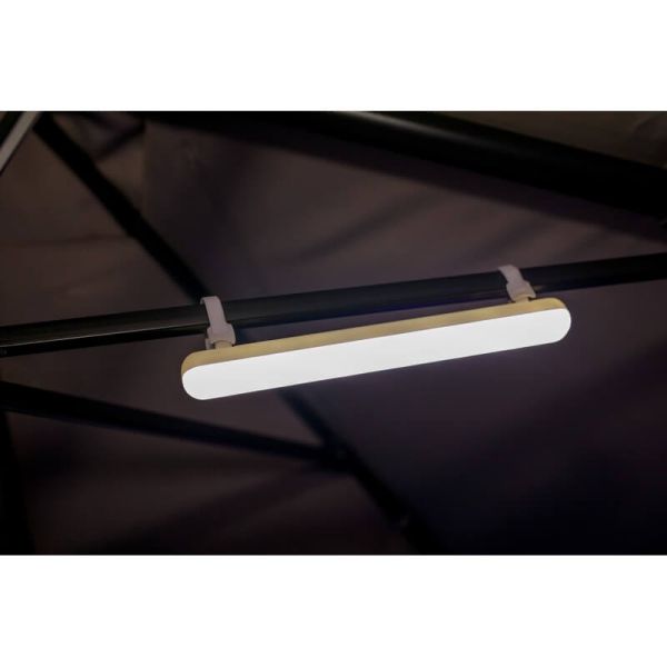 Tubo LED para sombrilla/carpa BANANA magnética con batería Dimable + RGB (con straps para colgar)