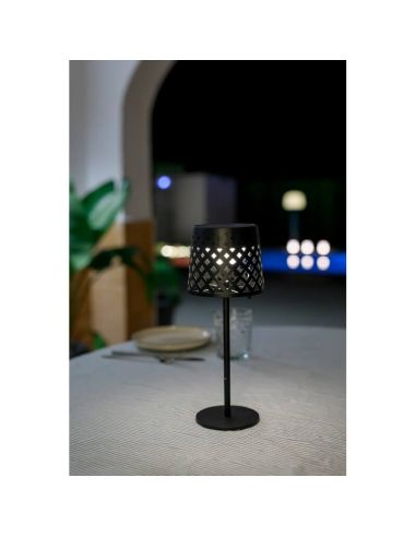 Lámpara de mesa solar con sensor crepuscular GRETITA TABLE LAMP negra recargable