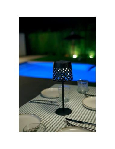 Lámpara de mesa solar con sensor crepuscular GRETITA TABLE LAMP negra recargable