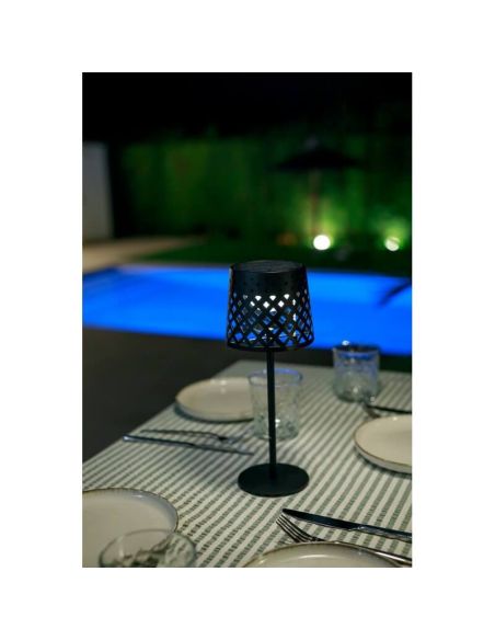 Lámpara de mesa solar con sensor crepuscular GRETITA TABLE LAMP negra recargable