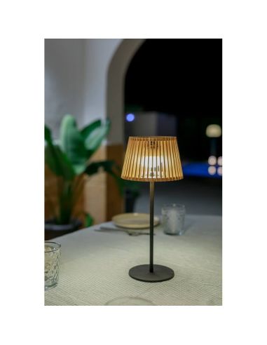 Lámpara de mesa OKINAWA TABLE LAMP con panel solar, de bamboo