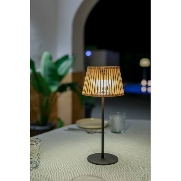 Lámpara de mesa OKINAWA TABLE LAMP con panel solar, de bamboo