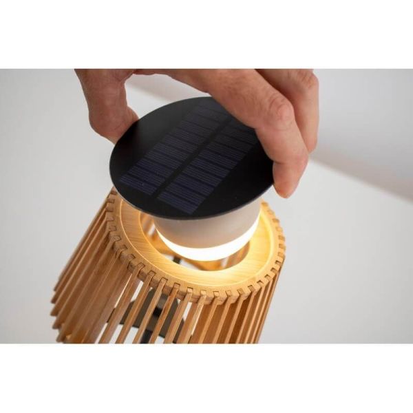 Lámpara de mesa OKINAWA TABLE LAMP con panel solar, de bamboo
