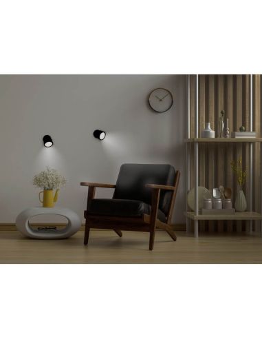 Aplique sin necesidad de punto de luz ROLL 8 con accesorio imantado de pared, táctil, negro 3W