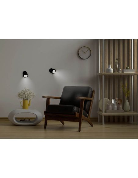 Aplique sin necesidad de punto de luz ROLL 8 con accesorio imantado de pared, táctil, negro 3W